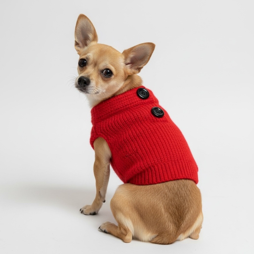 Cozy Red Knit Dog Sweater